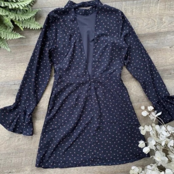 J.O.A Navy Mockneck Dress Size Small - Picture 3 of 8